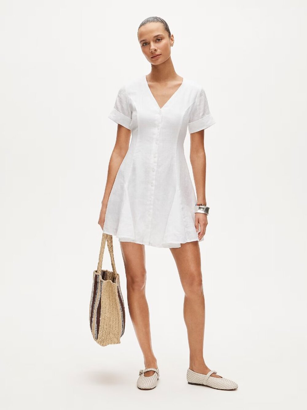 J.Crew Fleur mini dress in linen-short sleeve-white-CS956-NWT
